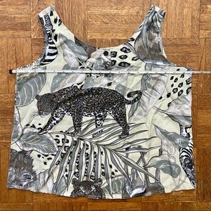 vintage 80s leopard lion animal print crop tank top